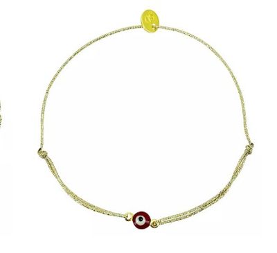 Bracelet Protection Oeil Emaillé Rouge