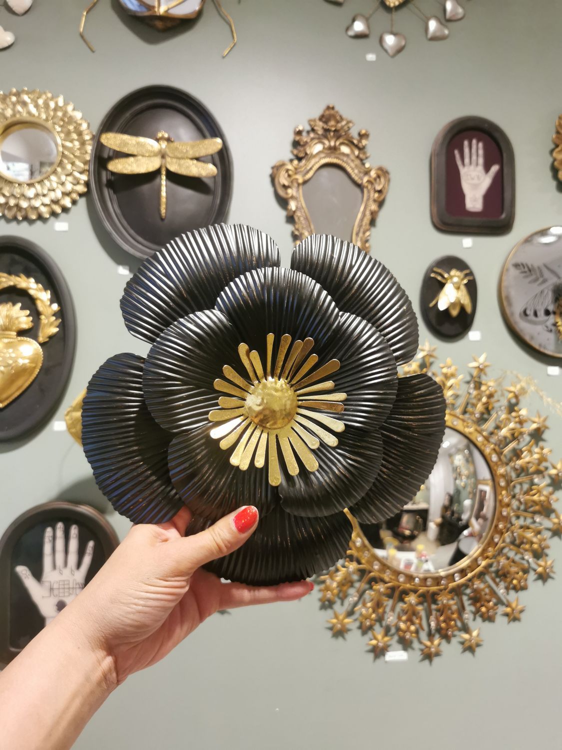 Fleur Deco Murale en Metal Noir