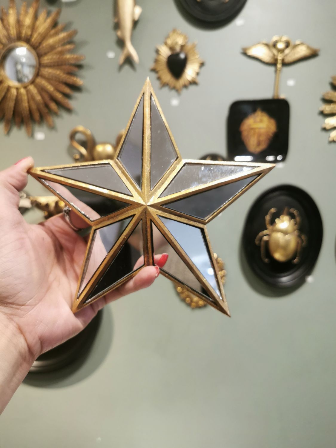 Miroir Etoile Doré   20 cm