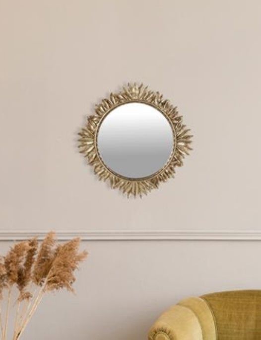 Miroir Feuilles 27 cm Or