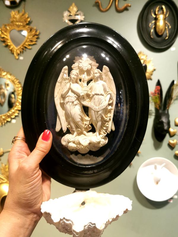 Tres grand Benitier Reliquaire Deux Anges epoque Napoleon III 19emeS