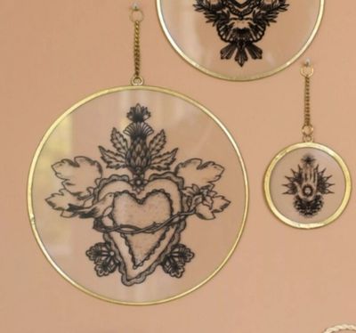 Cadre Ex Voto Coeur Enchaine 15 cm