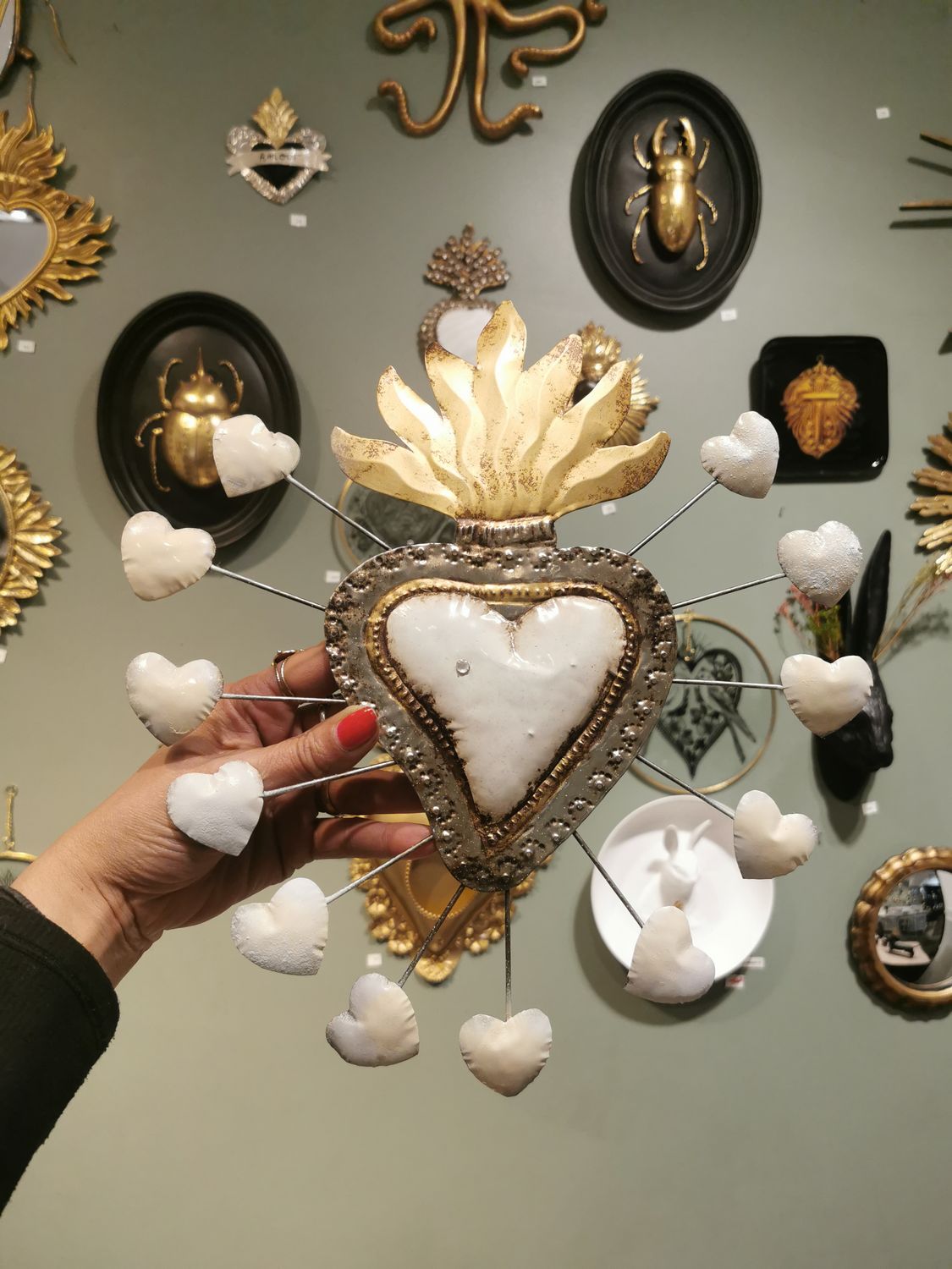 Ex Voto Coeur Sacre XXL GALLEGOS col Blanc et strass Ex Voto Coeur Sacre XXL GALLEGOS col Blanc et strass