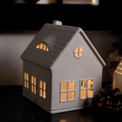 Maison Photophore en Porcelaine Chaumiere