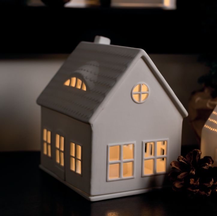 Maison Photophore en Porcelaine Chaumiere