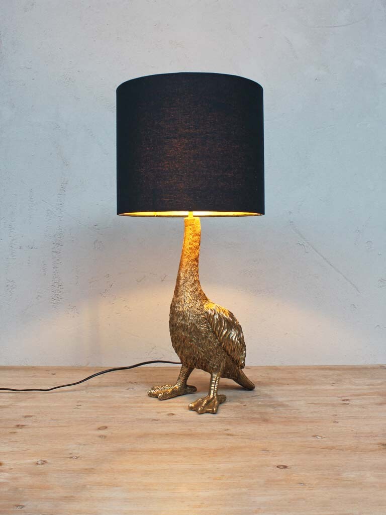 Lampe dorée "OIE" avec abat jour