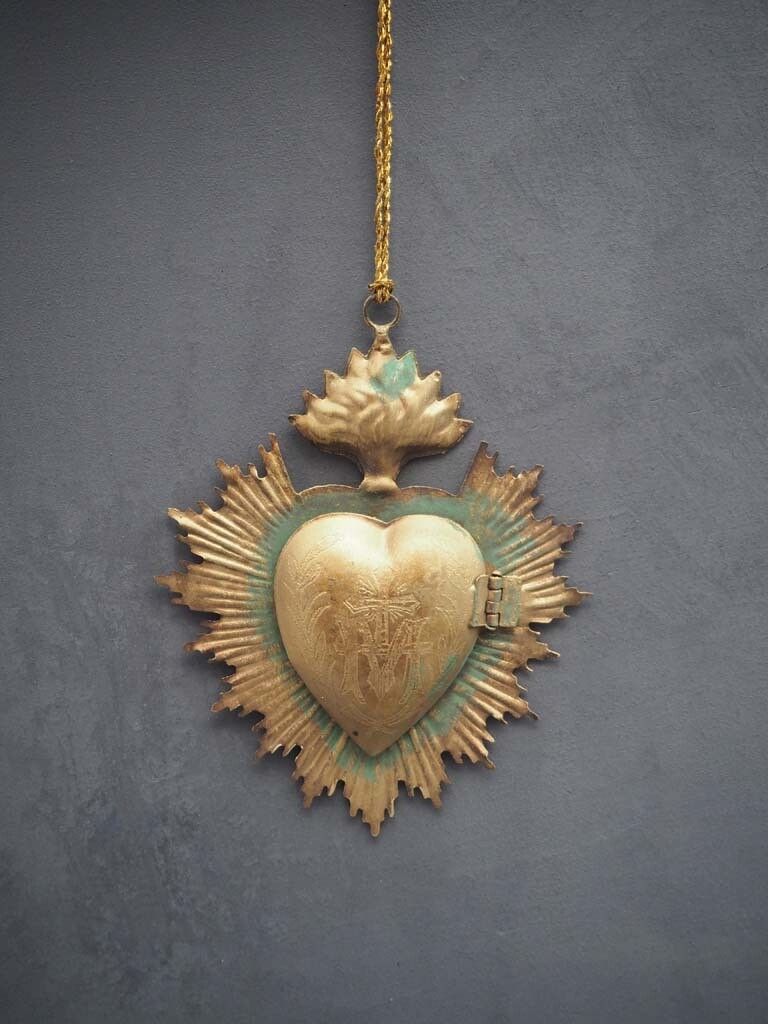EX VOTO Coeur Sacré  boite Or Vieilli