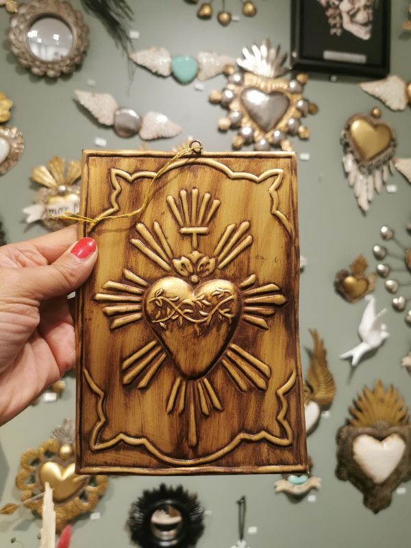 Ex Voto Coeur Sacré Plaque Antique Gold Ex Voto Coeur Sacré Plaque Antique Gold