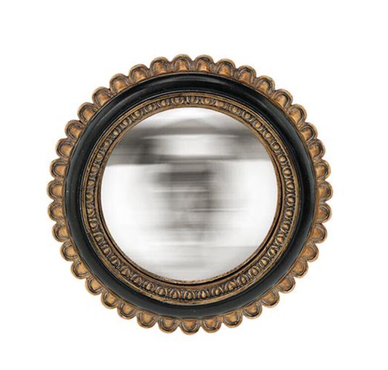 Miroir de Sorciere Convexe Corolle Noir et Or