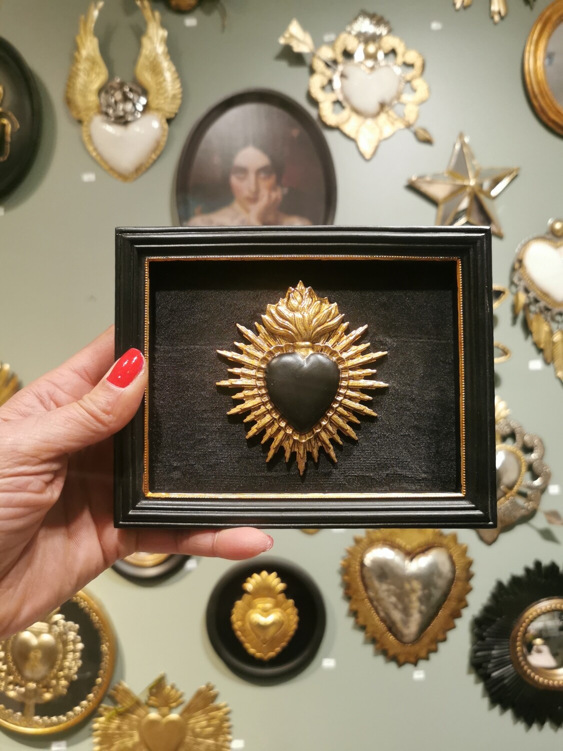 Cadre Ex Voto Coeur Sacre Rayon Noir