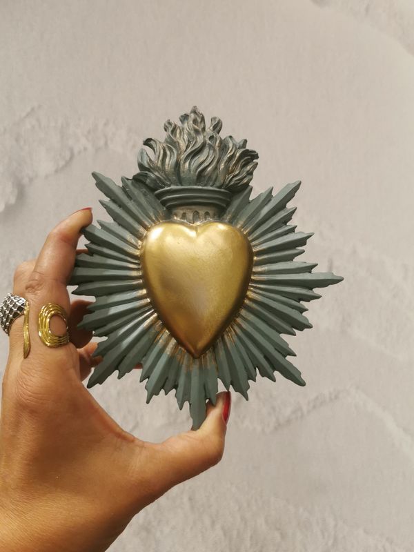Ex Voto Coeur Sacre Rayon Sauge Or Small Ex Voto Coeur Sacre Rayon Sauge Or Small