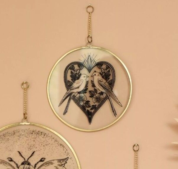 Cadre Ex Voto Coeur and Birds 20 cm