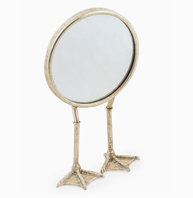 Miroir Pieds Palmes Or Patiné 20 cm Ø