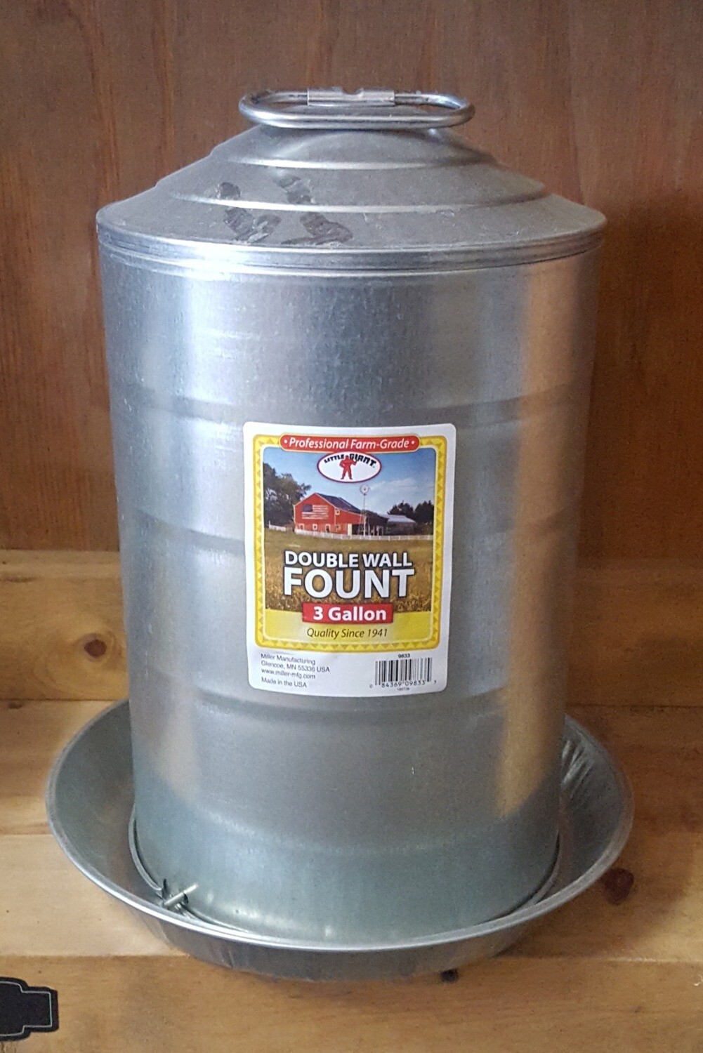 3 Gallon Galvanized Poultry Waterer