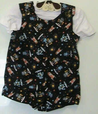 Space themed Romper with T-shirt (hanger included) - Size 18 months to 2 years
