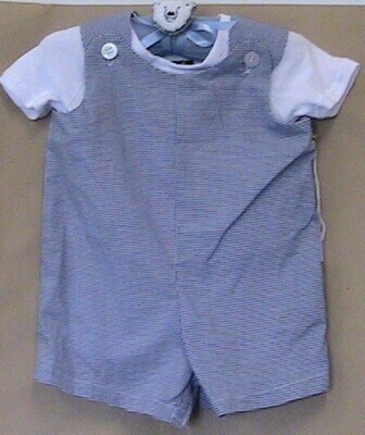 Boys blue gingham romper with t-shirt - Size 18 months to 2 years - Hanger included
