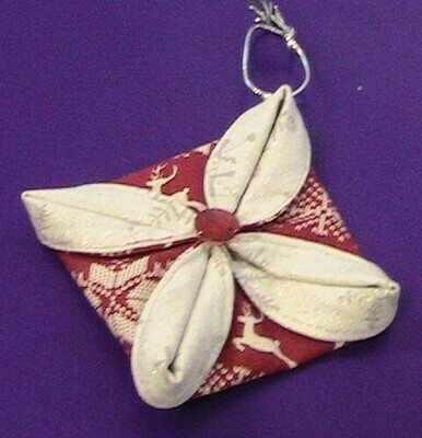 Christmas tree decoration - White on red - Cloth