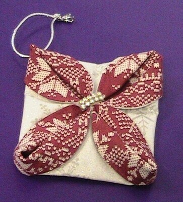 Christmas tree decoration - Red on White - Cloth