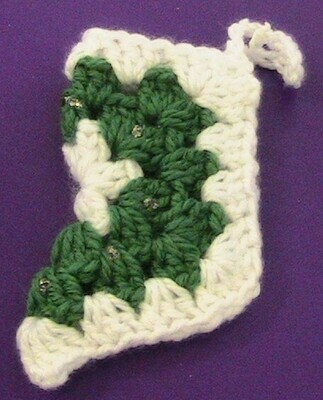 Christmas decoration - Crocheted boot - Green and white