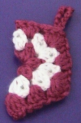 Christmas decoration - Crocheted boot - Pink and white