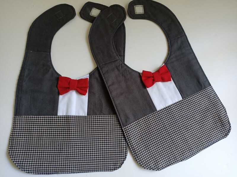 Bow Tie Bib, 2 sided, velcro fastening, material (ref # 35)