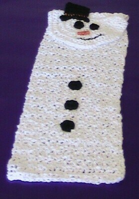 Crocheted Snowman Hand Towel - Small - 100% cotton (ref # 43)