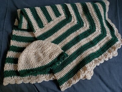 Adult Crochet Shawl & Beanie - Acrylic (ref # 271)