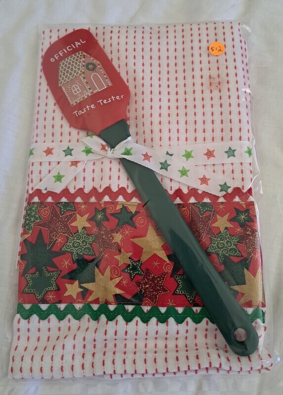 Christmas Tea Towel with Spatula - White