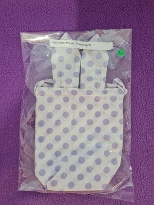 Easter Pouch - White with Purple spots, drawstring, suitable to fit large Easter egg (ref # 165)