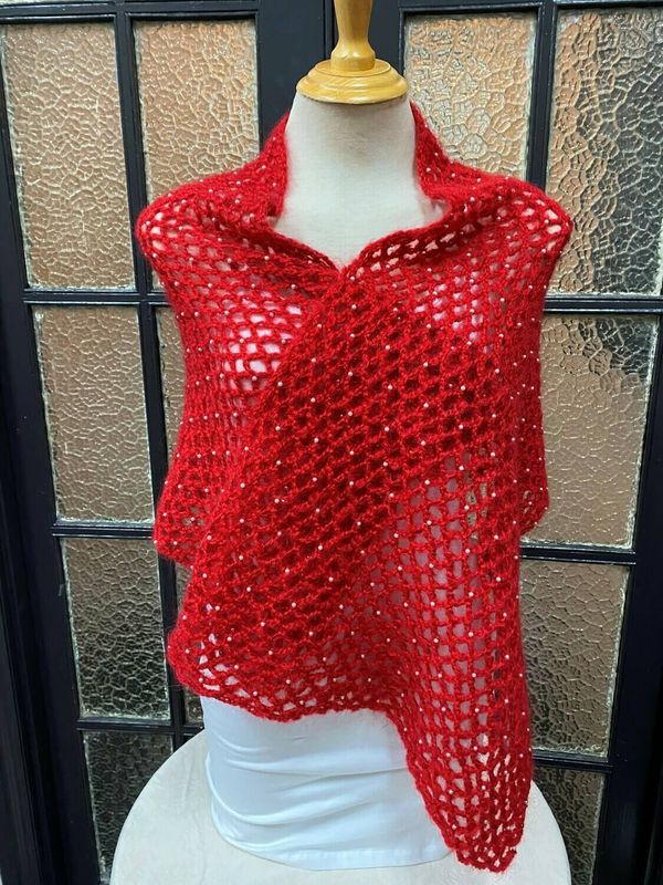 Red Beaded Shawl/Scarf
