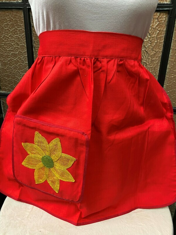 Red Apron with yellow flower motif