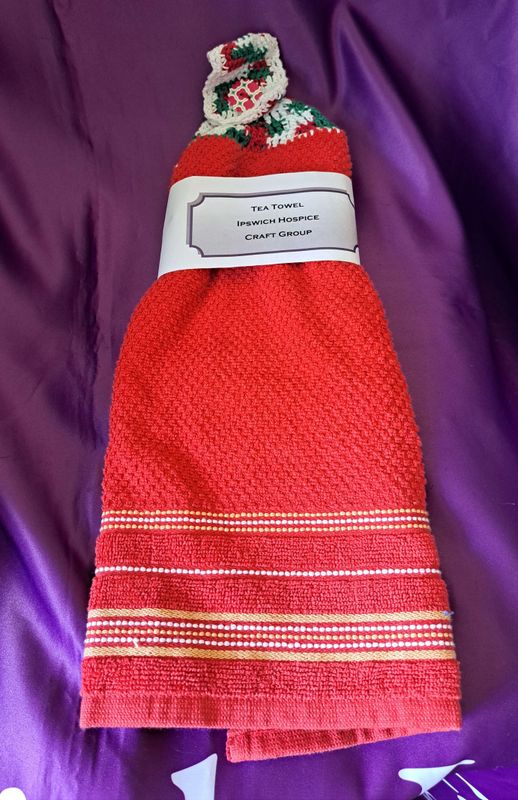 Hanging hand towel - Christmas theme - Red with white stripes