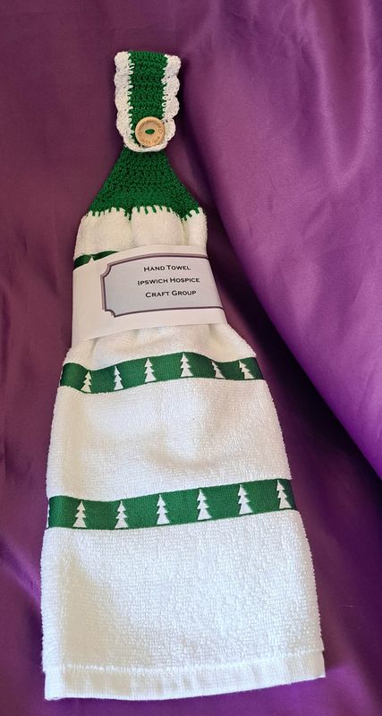 Hanging hand towel - Christmas theme with green trim