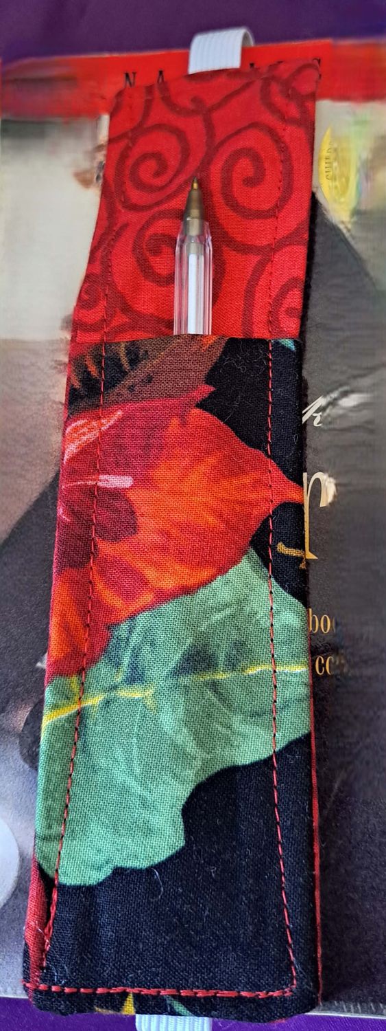 Book mark / pen holder - Floral - red