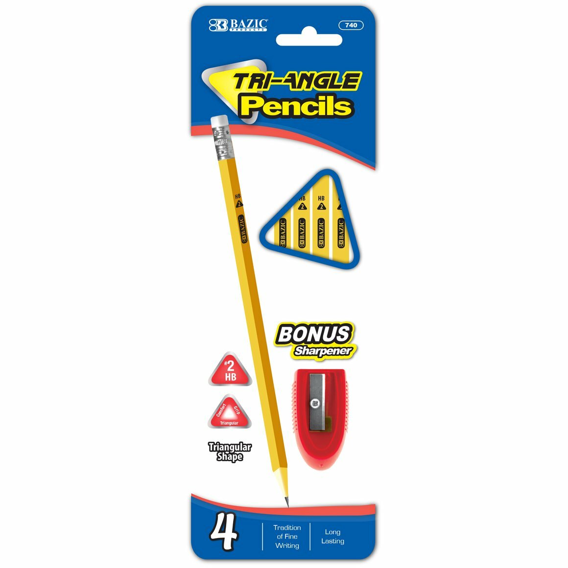 Pencils #2/4Pk-Triangle (IN-6) (740)