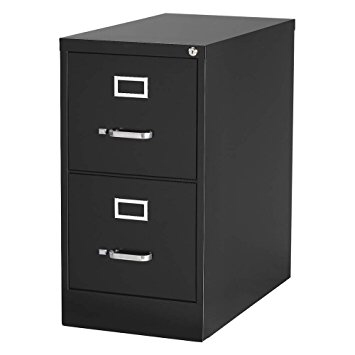 Vertical File Cabinet,  2-Drawer, LETTER, Black