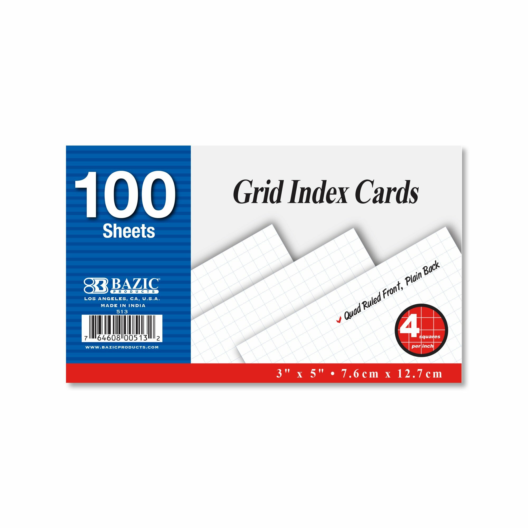 Index Card Bazic/Quad 3x5 100Pk (513)