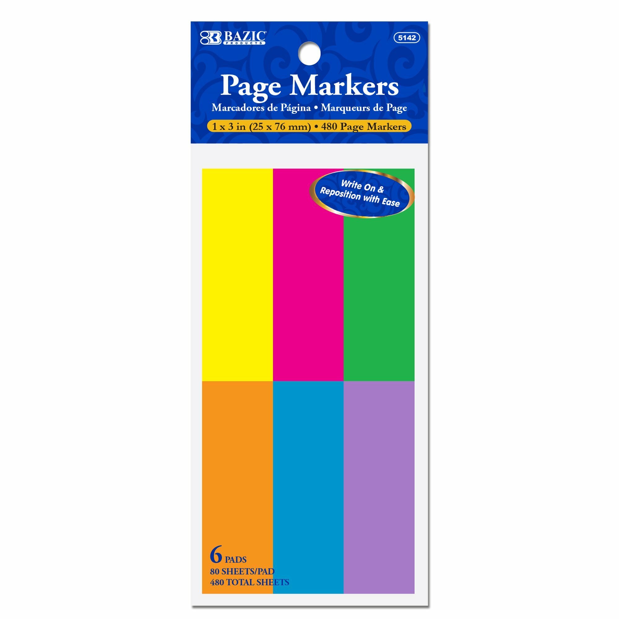 Page Markers Bazic 8x3/6Pk (5142)