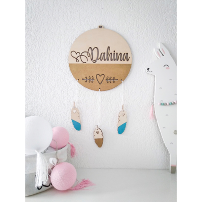 Attrape-rêves médaillon "Louise"/Or et turquoise Attrape-rêves médaillon "Louise"/Or et turquoise