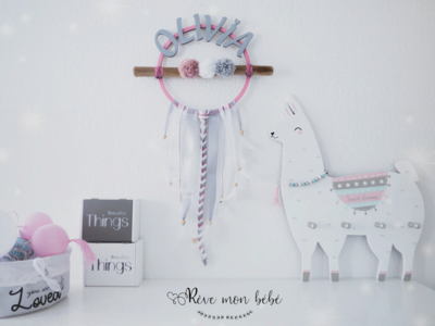 Attrape-rêves boho-Gris/rose/blanc Attrape-rêves boho-Gris/rose/blanc