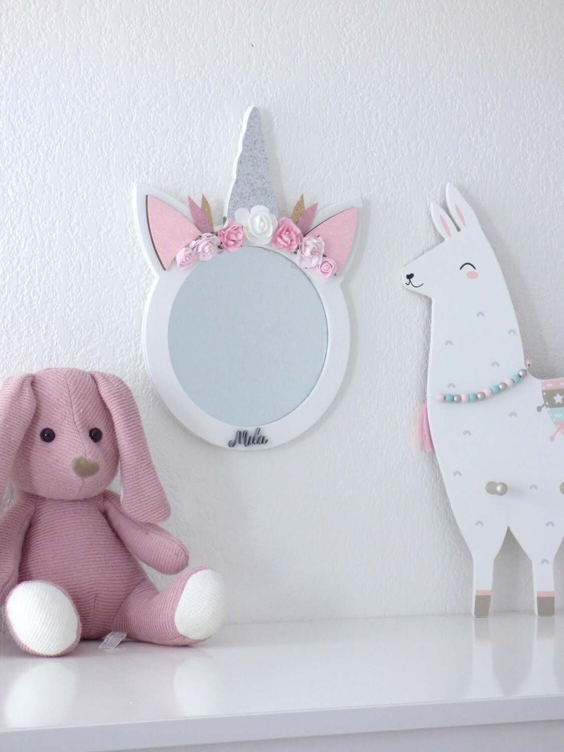 Miroir "licorne fleurie" blanc Miroir "licorne fleurie" blanc