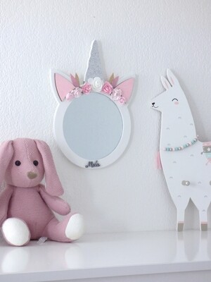 Miroir "licorne fleurie" blanc