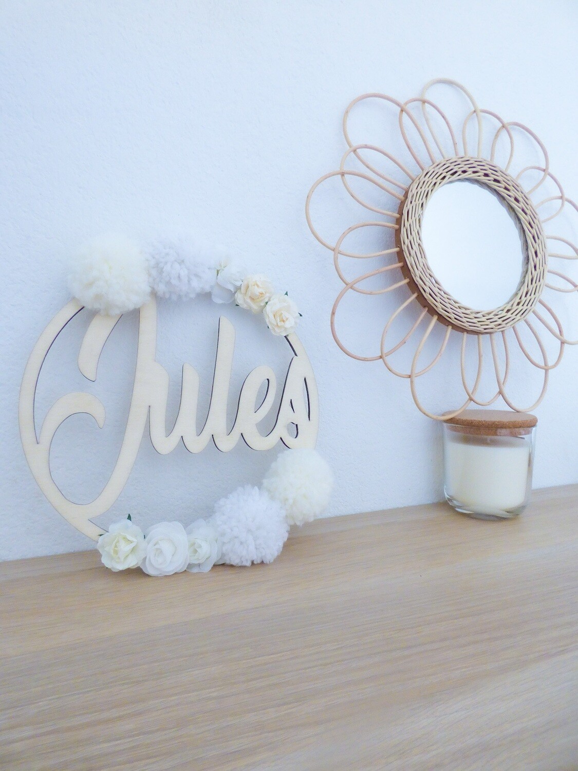 Couronne pompons/fleurs "Jules"
