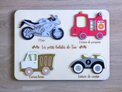 Puzzle "Petits bolides" avec moto Puzzle "Petits bolides" avec moto