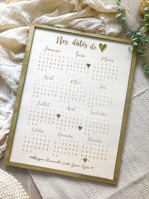 Calendrier perpétuel "Nos dates de cœur"