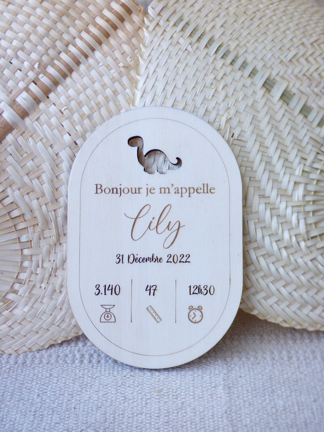 Médaillon de naissance avec informations-Motif personnalisable