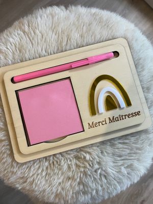 Support pour post-it&amp;stylo "Merci maîtresse"- ENVOI IMMEDIAT-NON PERSONNALISABLE