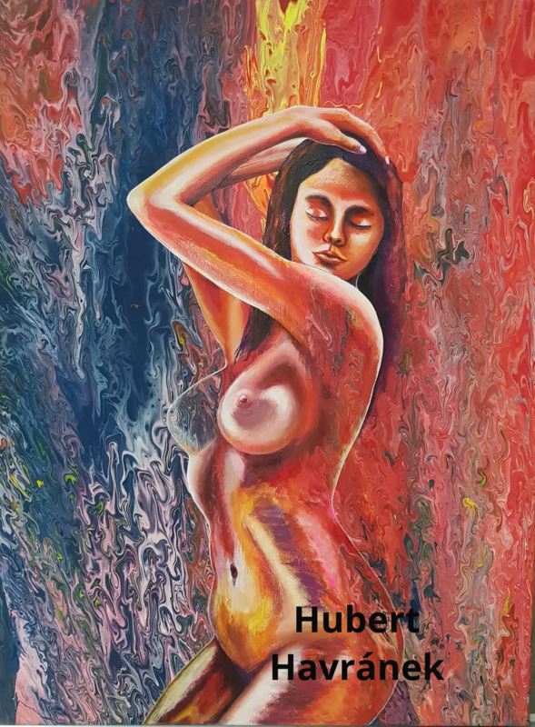 Hubert Havránek: Psychodelic Akt, Acryl auf Leinwand 80 x 60 cm
