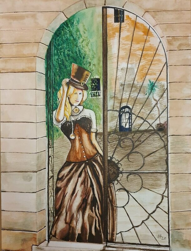 Hubert Havránek: Come into the Steampunk, Aquarell: 30 x 40 cm inkl. Passepartout 40 x 50 cm