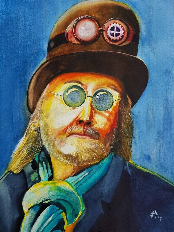 Hubert Havránek: Der Luftschiffcapitän, Aquarell: 30 x 40 cm inkl. Passepartout 40 x 50 cm